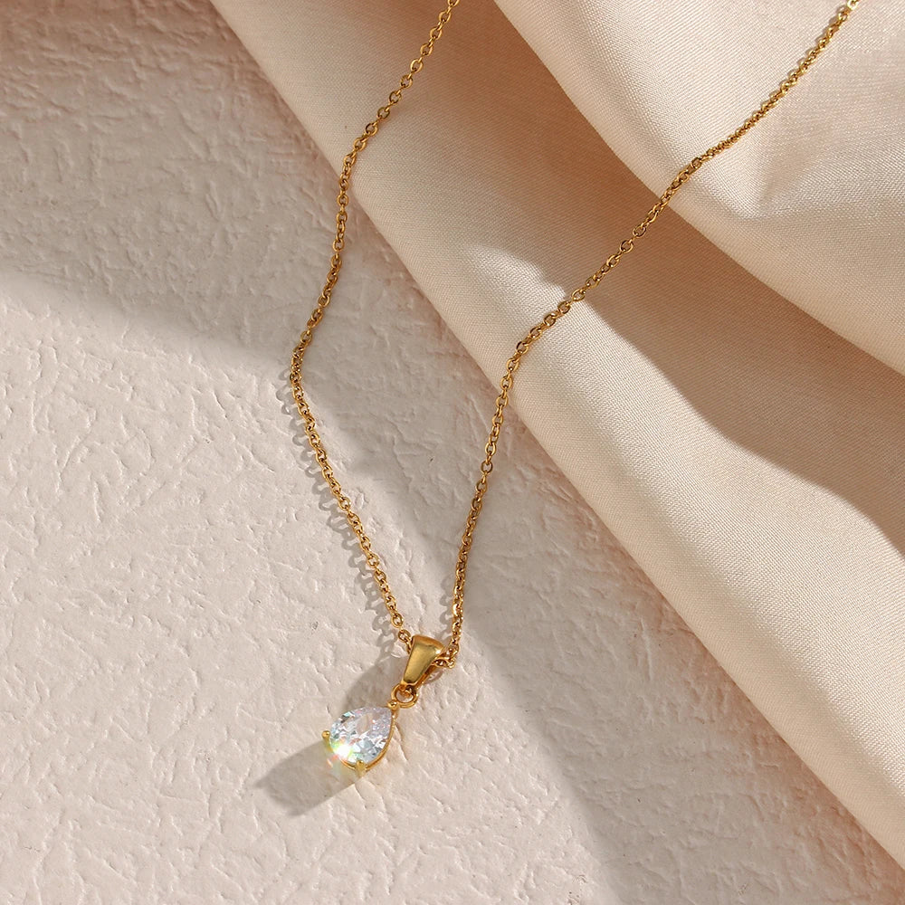 stainless steel crystal necklace