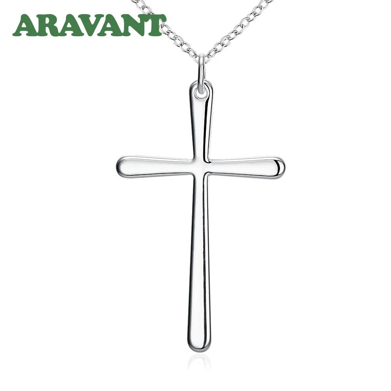 sterling silver necklace with cross pendant