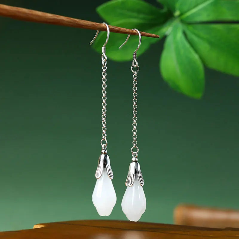 white flower earrings