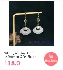 Burmese Jade Gourd Earrings White Real Jewelry Certificate Luxury Women Gemstone Amulets 925 Silver Charm Amulet Natural