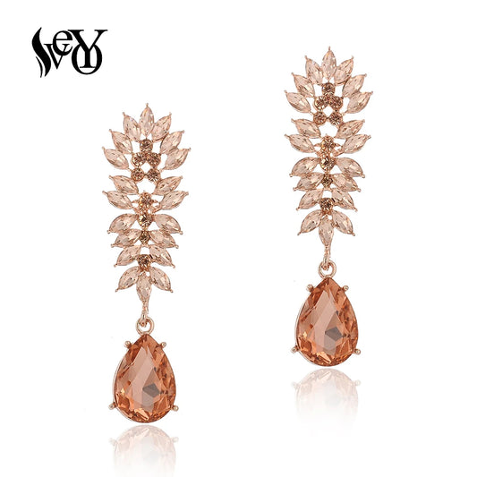 VEYO Luxury Crystal Drop Earrings for Women Geometry Accessories Earrings Fashion Jewelry