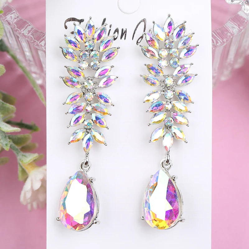 VEYO Luxury Crystal Drop Earrings for Women Geometry Accessories Earrings Fashion Jewelry