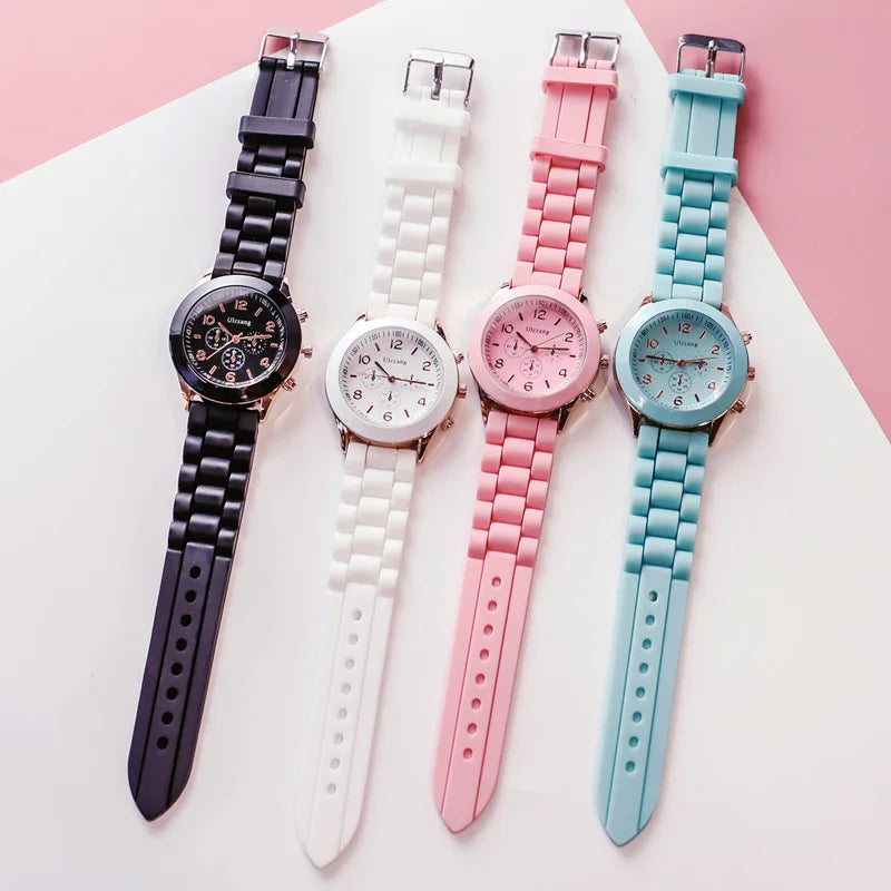 Relogio Feminino New Fashion Casual Ladies White Silicone Geneva Quartz Watch Ladies Sport Digital Watch Holiday Gift Chasy