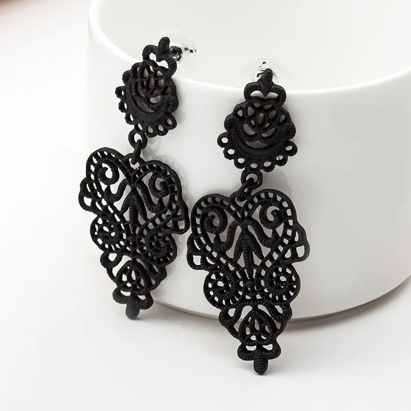 New Bohemia Vintage Hollow Leaves Drop Earrings Women's Jewelry Big Brand Exaggerated Female Dangle Brincos Bijoux Gift EB158