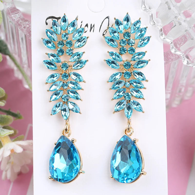 VEYO Luxury Crystal Drop Earrings for Women Geometry Accessories Earrings Fashion Jewelry