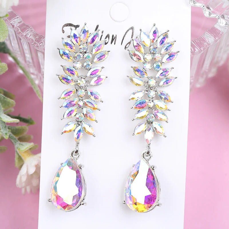 VEYO Luxury Crystal Drop Earrings for Women Geometry Accessories Earrings Fashion Jewelry