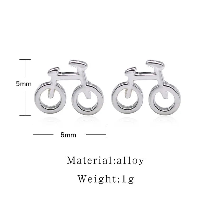 New Arrival Lovely Silver Color Biker Cute Tiny Bike Bicycle Stud Earrings For Women Best Friend Ear Jewelry Gifts