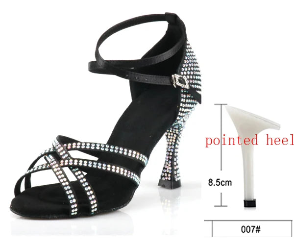 WUXIJIAO Women's Latin Dance Shoes New Dance Shoes Unique Design Salsa Shoes Diamond Sandals