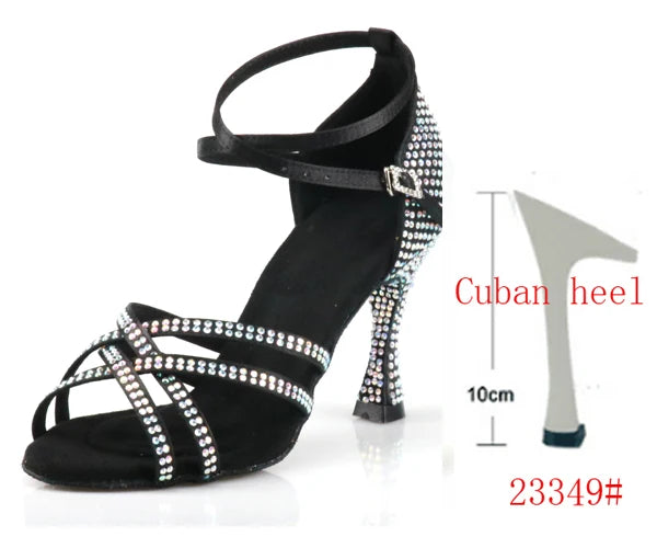 WUXIJIAO Women's Latin Dance Shoes New Dance Shoes Unique Design Salsa Shoes Diamond Sandals