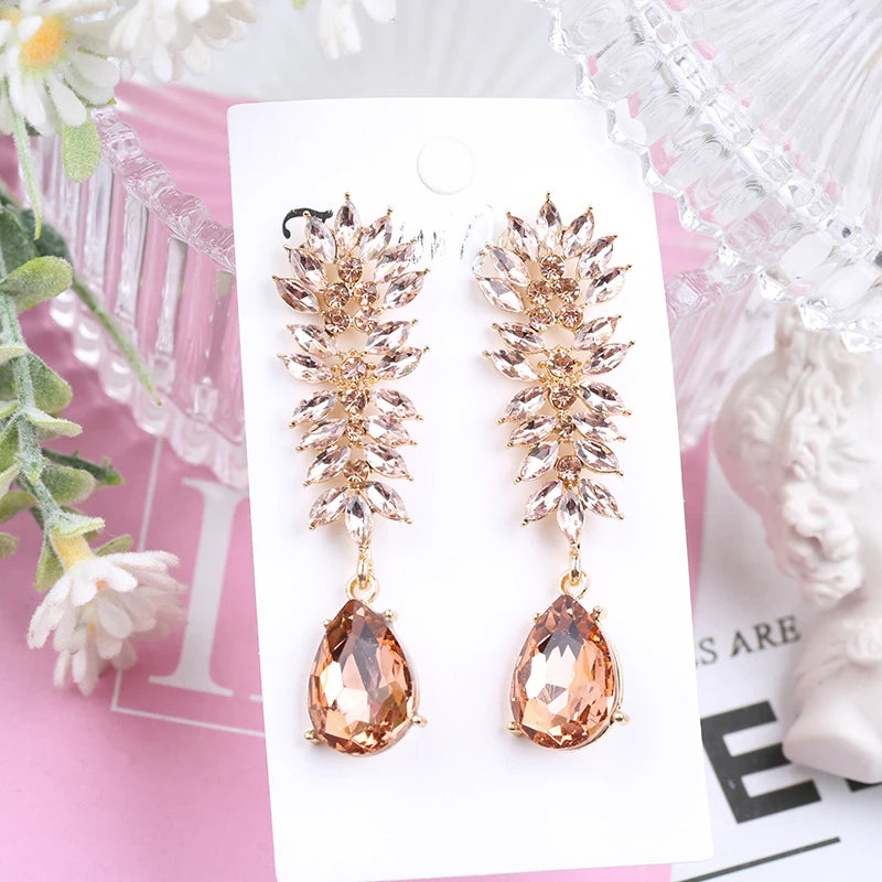 VEYO Luxury Crystal Drop Earrings for Women Geometry Accessories Earrings Fashion Jewelry