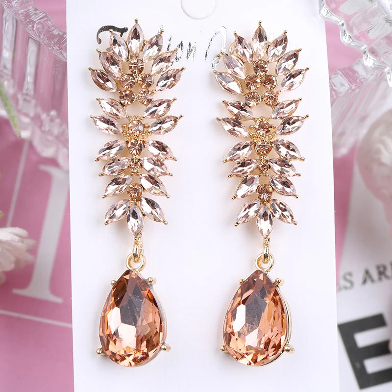 VEYO Luxury Crystal Drop Earrings for Women Geometry Accessories Earrings Fashion Jewelry