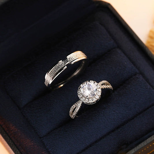 Wedding Artificial Moissanite Couple Big Diamond Ring