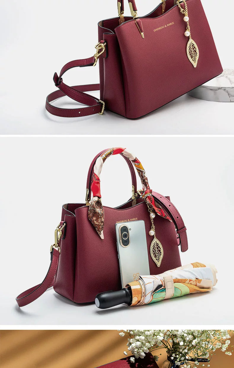 Hong Kong Genuine Leather Red Wedding Middle-Aged Women's Mom Bag