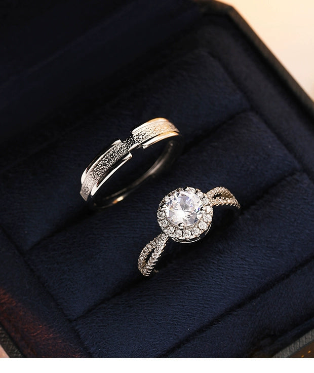 Wedding Artificial Moissanite Couple Big Diamond Ring