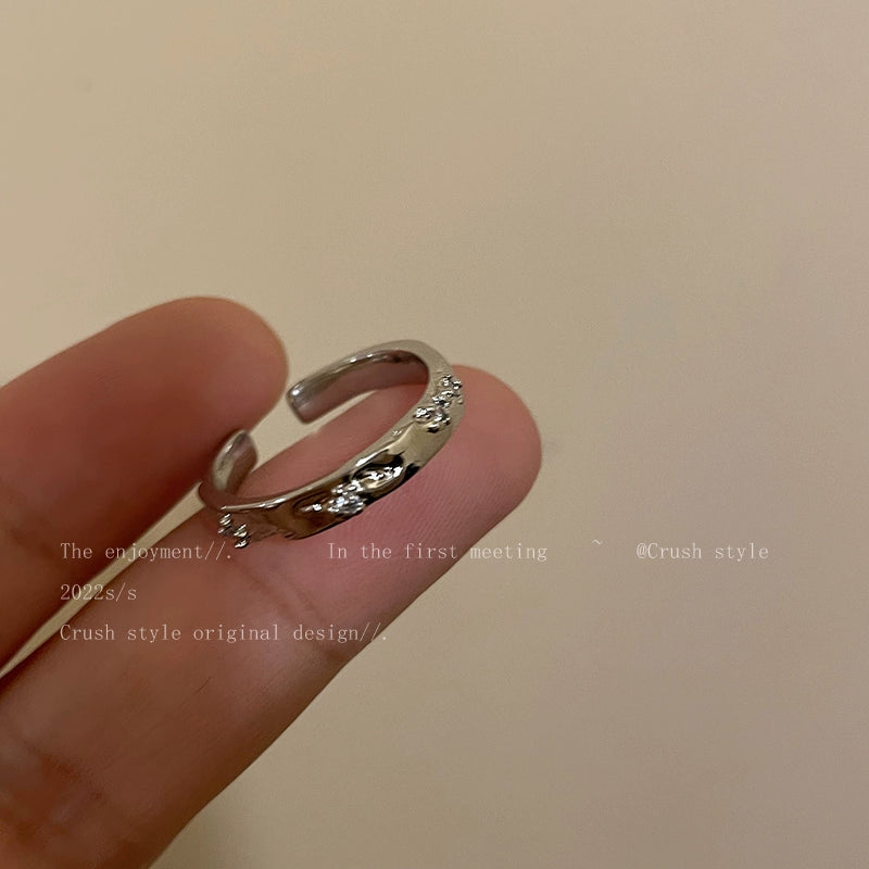 INS Silver Female Niche Style Decoration Index Finger Ring Simple Bracelet