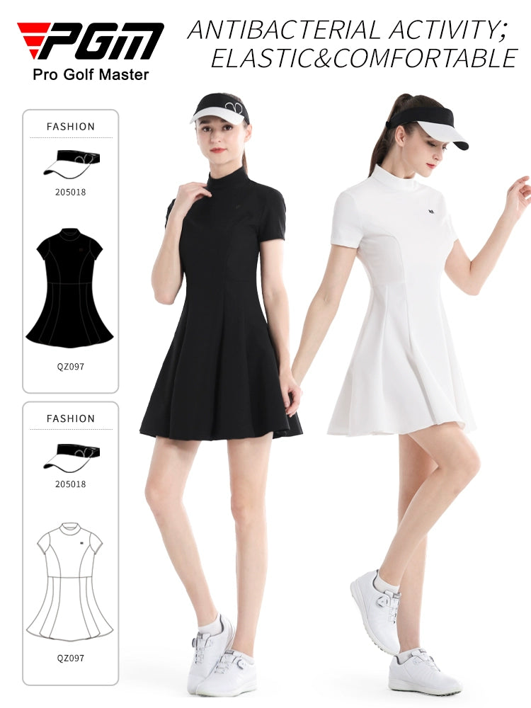 PGM Summer Golf Women's Slim Fit Waist-Controlled Slimming A- line Dress Short Sleeve Women's Dress Suit K-style Golf Clothing