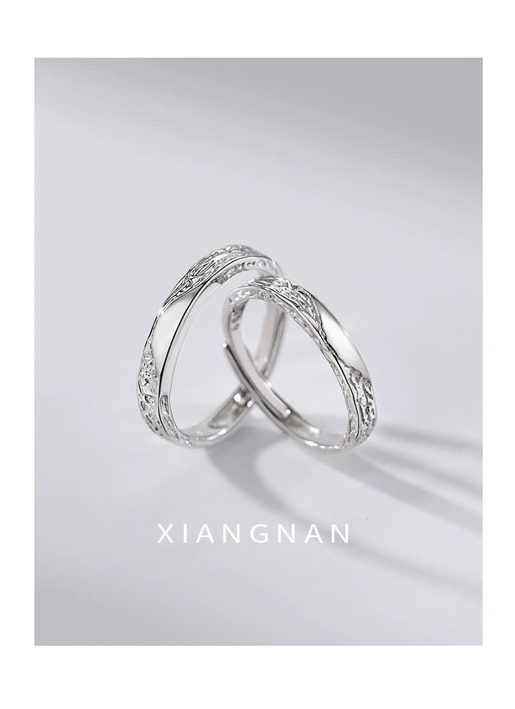 Xiangnan Sterling Silver Glacier Simple Bracelet Niche Style Men's and Women's Ring