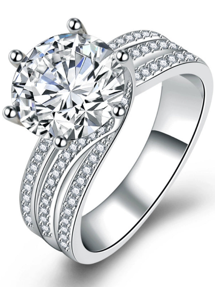 Imported Moissanite Women's 18K Platinum Plated Vintage Diamond Ring