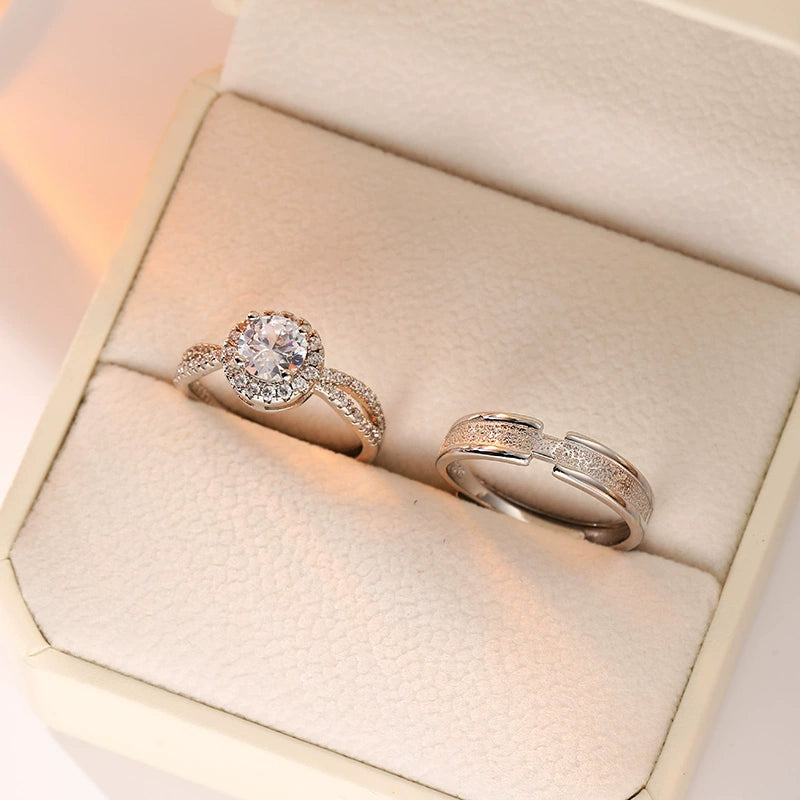 Wedding Artificial Moissanite Couple Big Diamond Ring