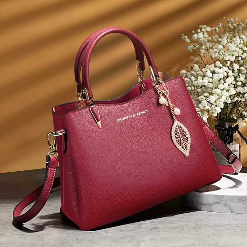 Hong Kong Genuine Leather Red Wedding Middle-Aged Women's Mom Bag