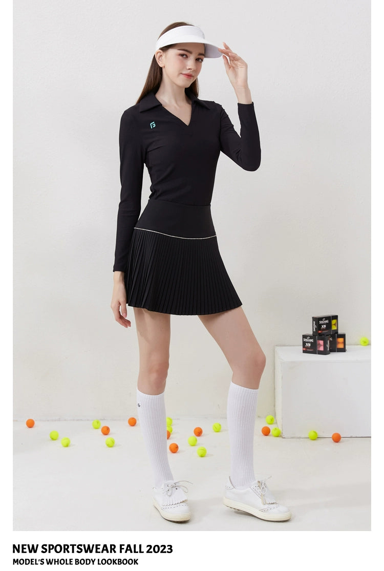 Golf Long Sleeves Women's Suit Coat Skirt Spring and Autumn Tennis Golf Sports Women's Clothing Silm Slim Looking