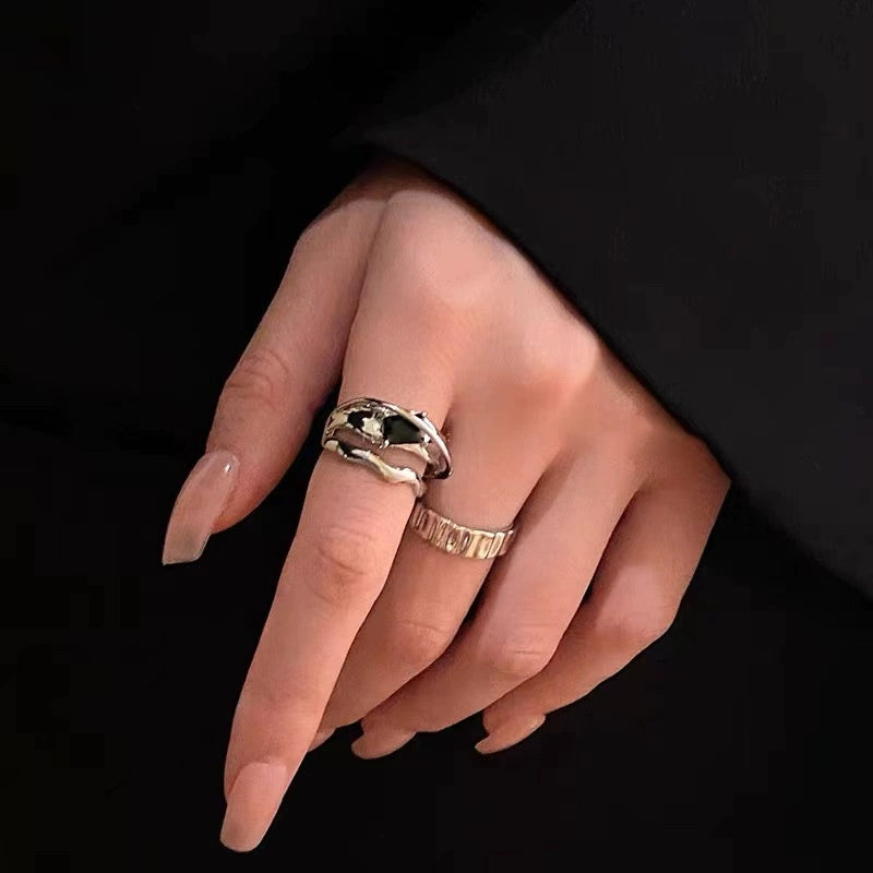 Niche Style Kancai Zircon Cold Wind Forefinger Ring Square