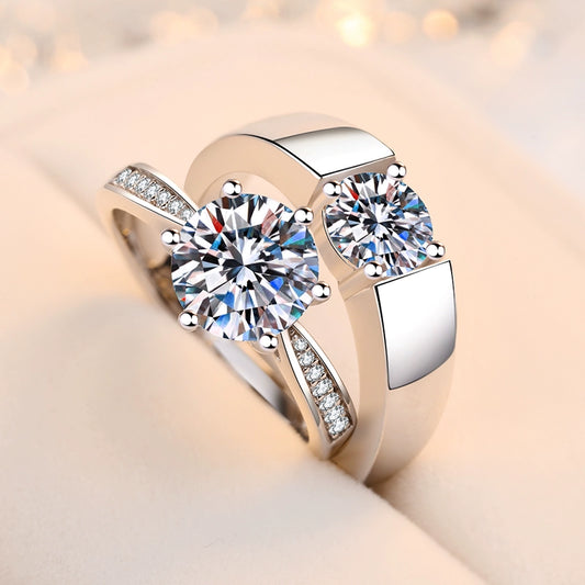 Genuine Goods D Color Moissanite Ring Diamond 1 Karat Diamond Ring Couple Couple Rings Men and Women's One Pair Proposal Wedding Gift for Girlfriend