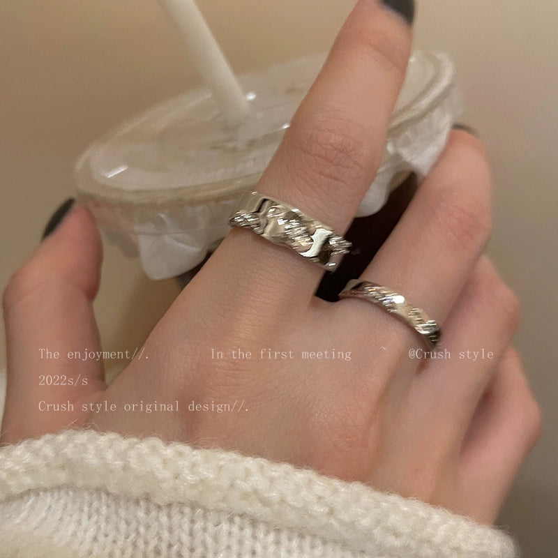 INS Silver Female Niche Style Decoration Index Finger Ring Simple Bracelet