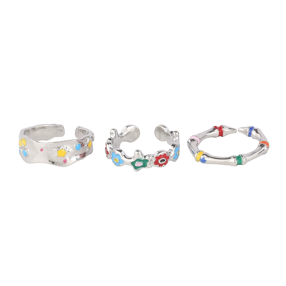 Kancai Colored Drip Glaze XINGX Three-Piece Set Female Ring