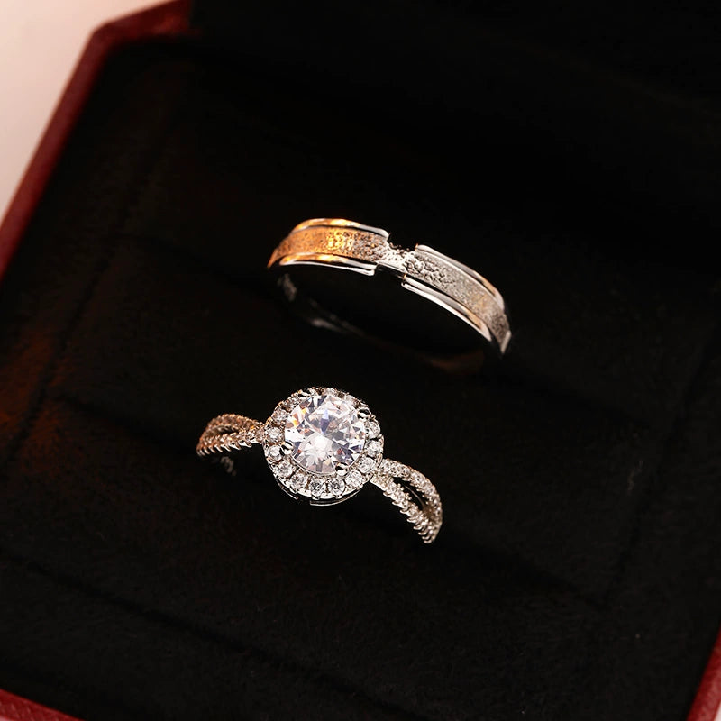 Wedding Artificial Moissanite Couple Big Diamond Ring