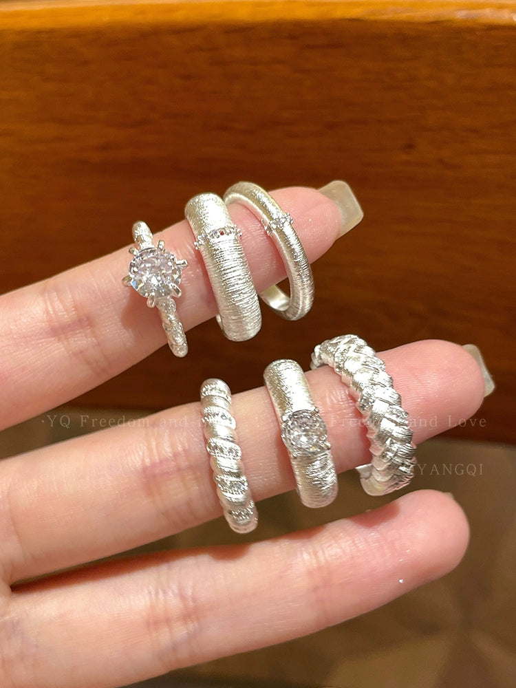 Niche Style Chinese Brushed Girls Couples Openings Ring