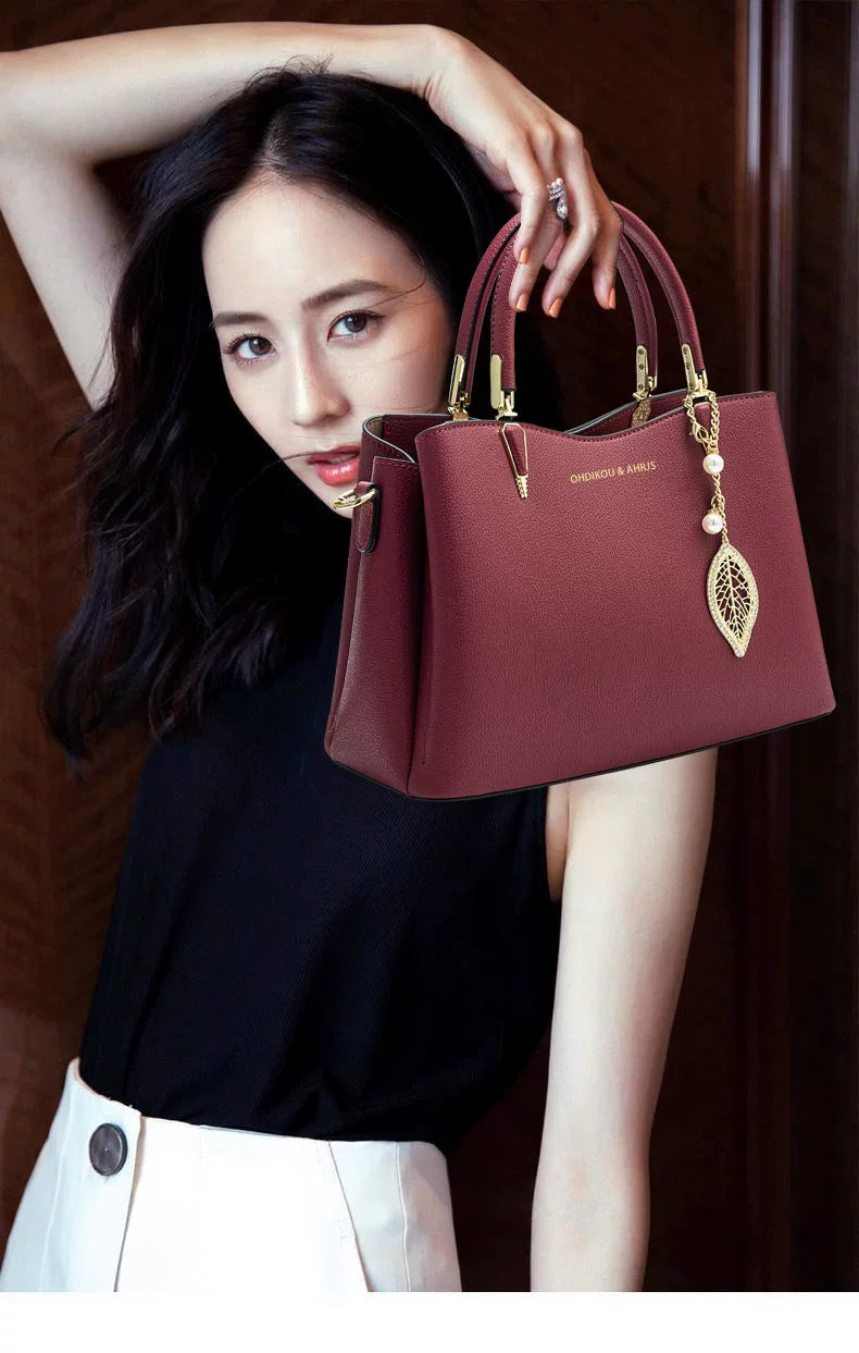 Hong Kong Genuine Leather Red Wedding Middle-Aged Women's Mom Bag