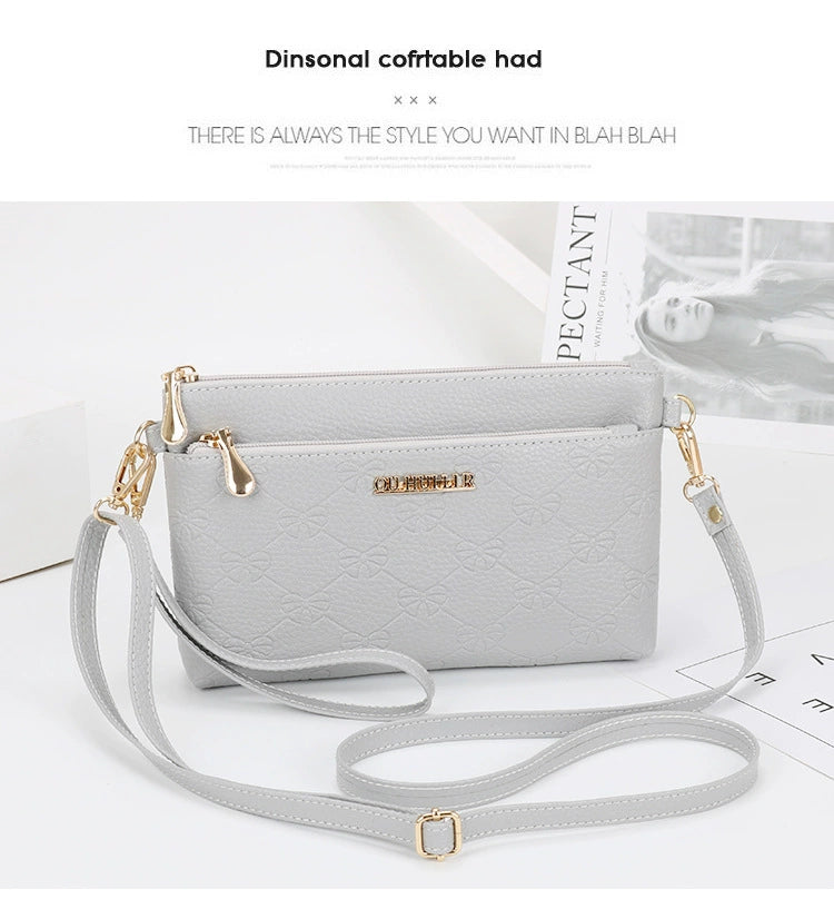 Women's Bag New Shoulder Bag Soft Leather Phone Bag Fashion Crossbody Bag Women's Simple Clutch K-style Women's Small Square Bag