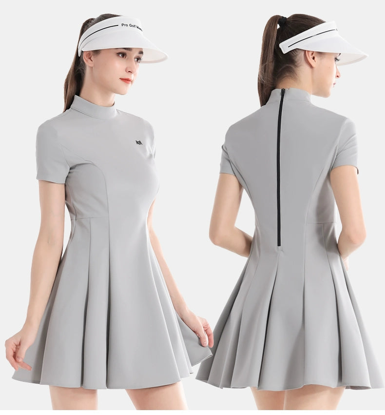 PGM Summer Golf Women's Slim Fit Waist-Controlled Slimming A- line Dress Short Sleeve Women's Dress Suit K-style Golf Clothing