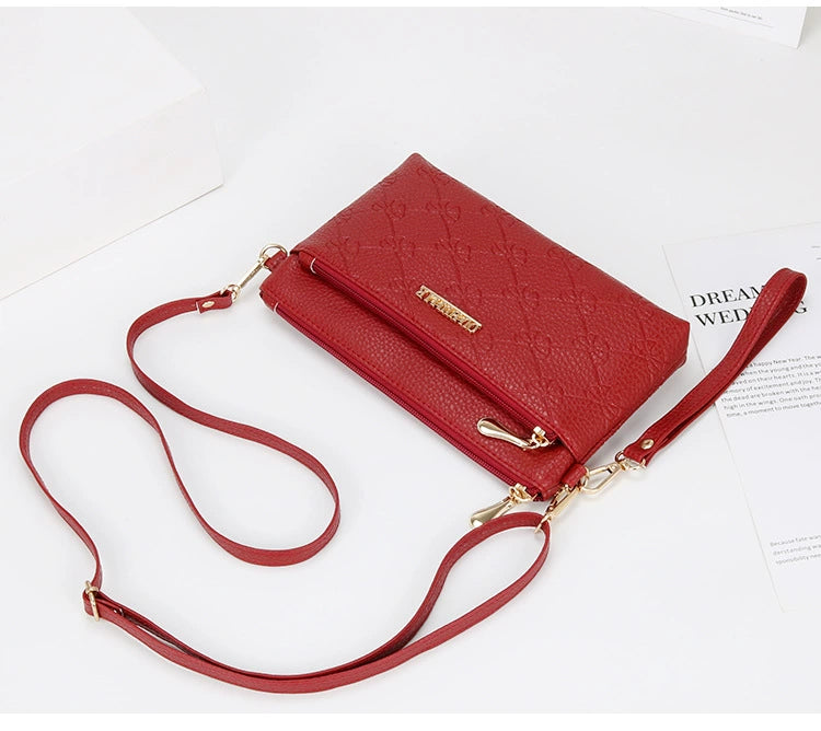 Women's Bag New Shoulder Bag Soft Leather Phone Bag Fashion Crossbody Bag Women's Simple Clutch K-style Women's Small Square Bag