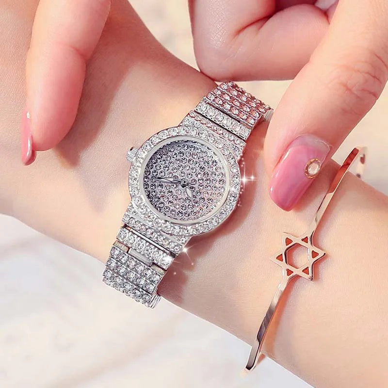 Luxury Brand Quartz Watch Women Watches Luxury 18K Gold Watch Fashion Calender Lady Diamond Watch Female Quartz Wristwatch Hour