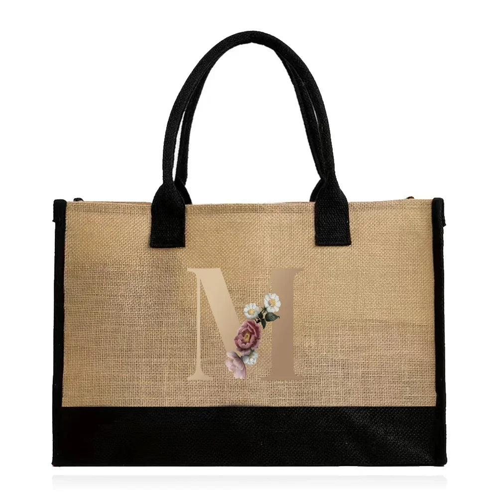 letter M canvas tote bag