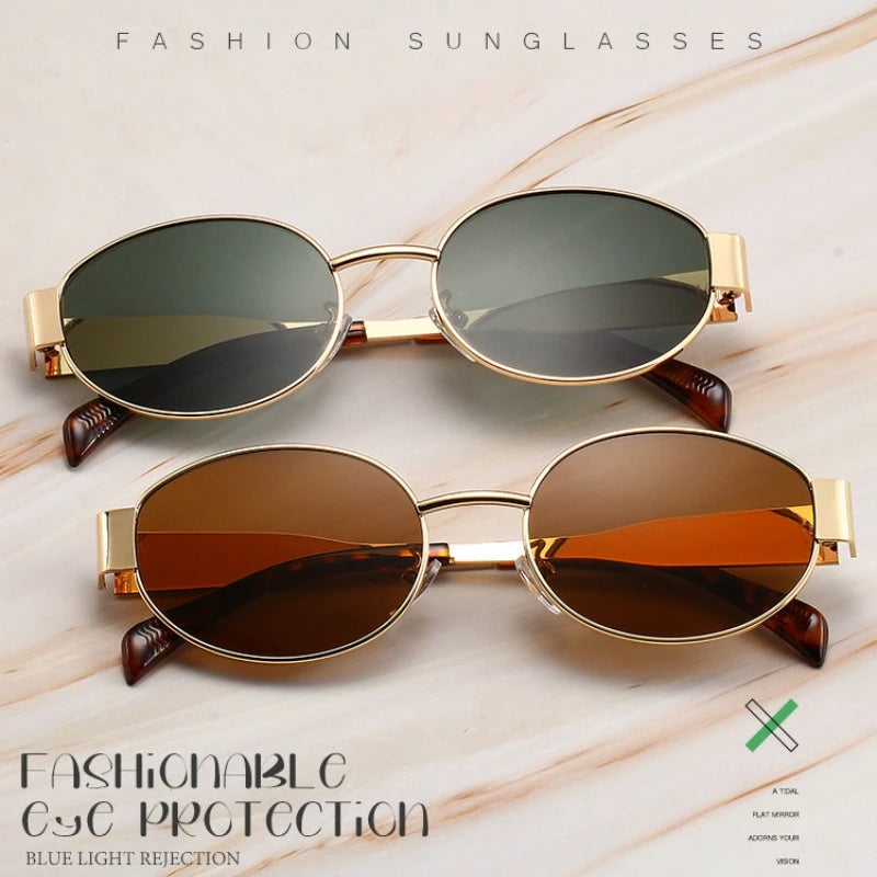 High Quality Men and Woman Small Round Metal Fashion Sunglasses 2024 New Oval Sunglasses Womens Vintage Gucci Sun Glasses gafas