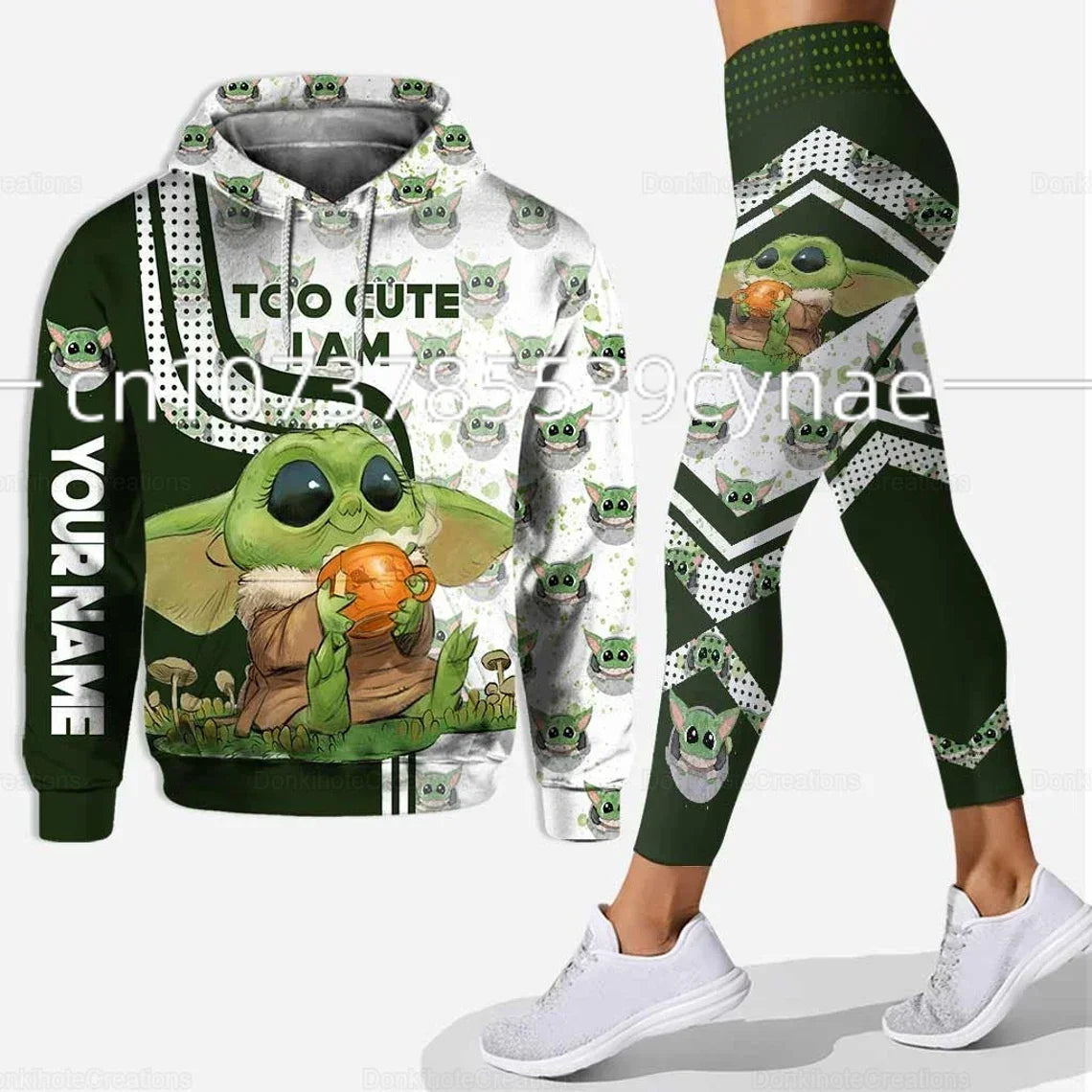 2024 New Disney Yoda Baby 3D Hoodie Women's Hoodie SuitYoda Baby Yoga Pants Sweatpants Fashion Sports Suit