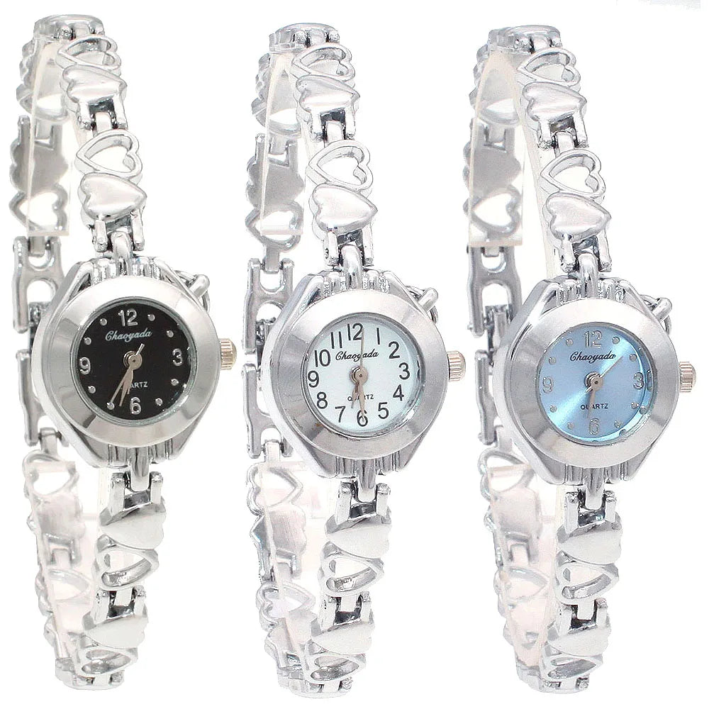 Cute Women's Fashion Small Dial Quartz Bracelet Wrist Watch Wholesale New Arrival with heart pendant Ladies Watch