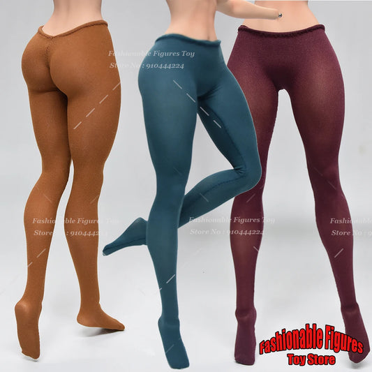 1/6 Women Soldier Ice Silk Pantyhose Slim Mid Waist Elastic Leggings Bottoming Trousers Fit 12Inch Action Figure Body Toys