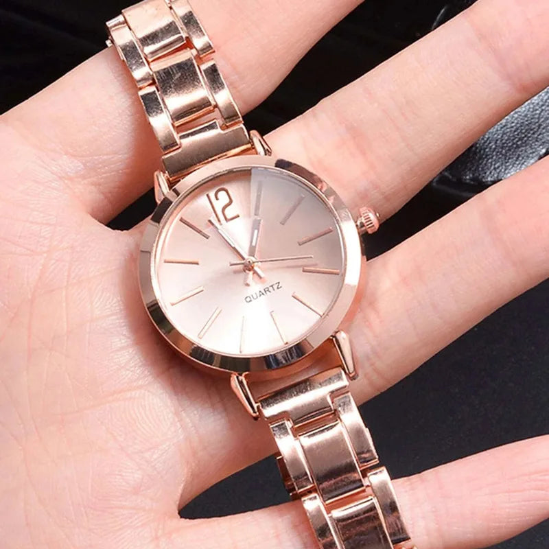 Ladies Fashion Simple Digital Alloy with Quartz Watch Bracelet 2pcs Set Luxury Women Simple Dial Ladies Watches Reloj Mujer