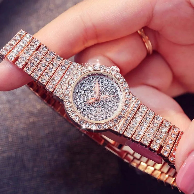 Luxury Brand Quartz Watch Women Watches Luxury 18K Gold Watch Fashion Calender Lady Diamond Watch Female Quartz Wristwatch Hour