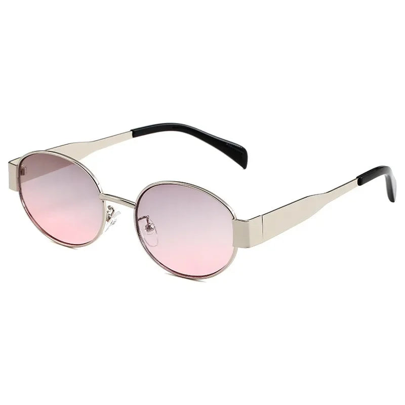 Womens Vintage Gucci Sunglasses 2024 New Oval Sunglasses High Quality Men and Woman Small Round Metal Fashion Sun glasses