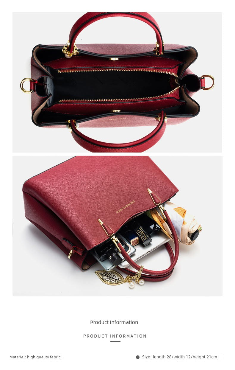 Hong Kong Genuine Leather Red Wedding Middle-Aged Women's Mom Bag