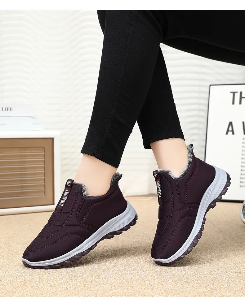 Women's Winter Slip On Walking Shoes Fashion Lightweight Running Shoes For Women Workout Warm Casual Non Slip Sneakers