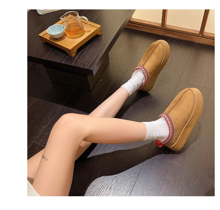 New Snow Boots Women Chelsea Ankle Winter Cotton Shoes Brand Fur Short Warm Comfortable Slipper Platform Shoes Flip Flops Botas