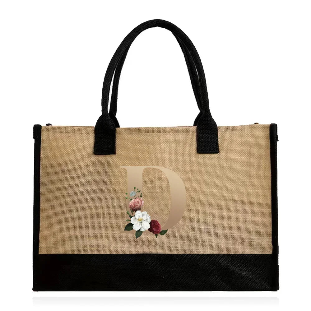 letter D canvas tote bag