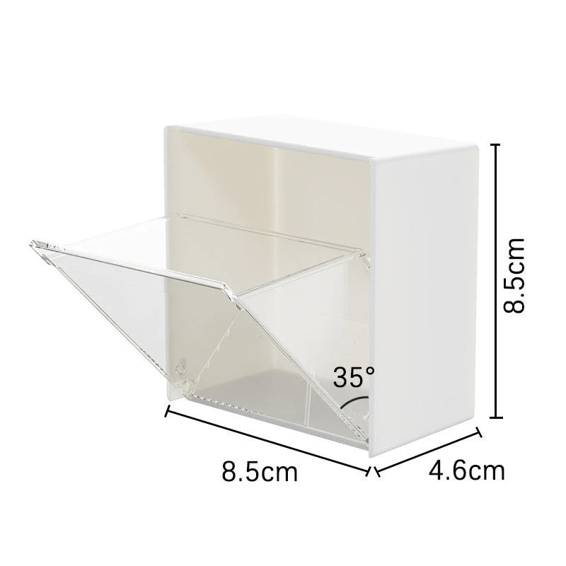 1/2pcs Wall Mounted Storage Boxes Adhesive Small Jewelry Holder Box Plastic