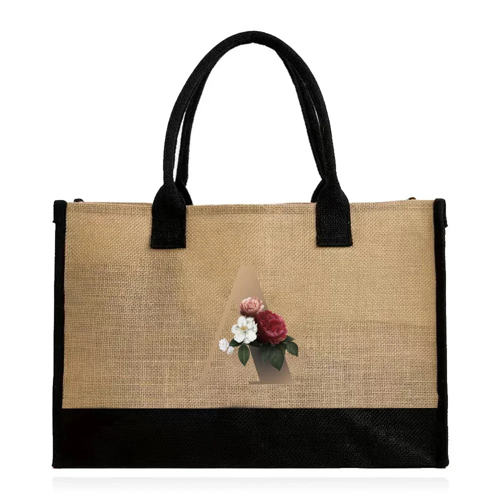 letter A canvas tote bag